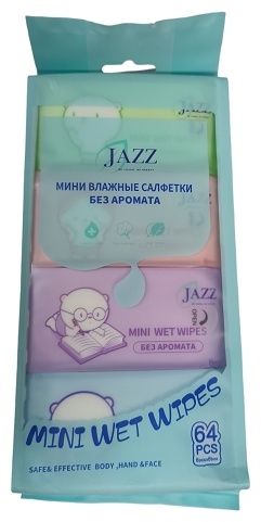 Детские влажные салфетки JAZZ Mini Wet Wipes 64 шт