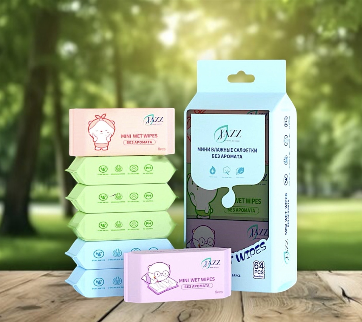 Детские влажные салфетки JAZZ Mini Wet Wipes 64 шт